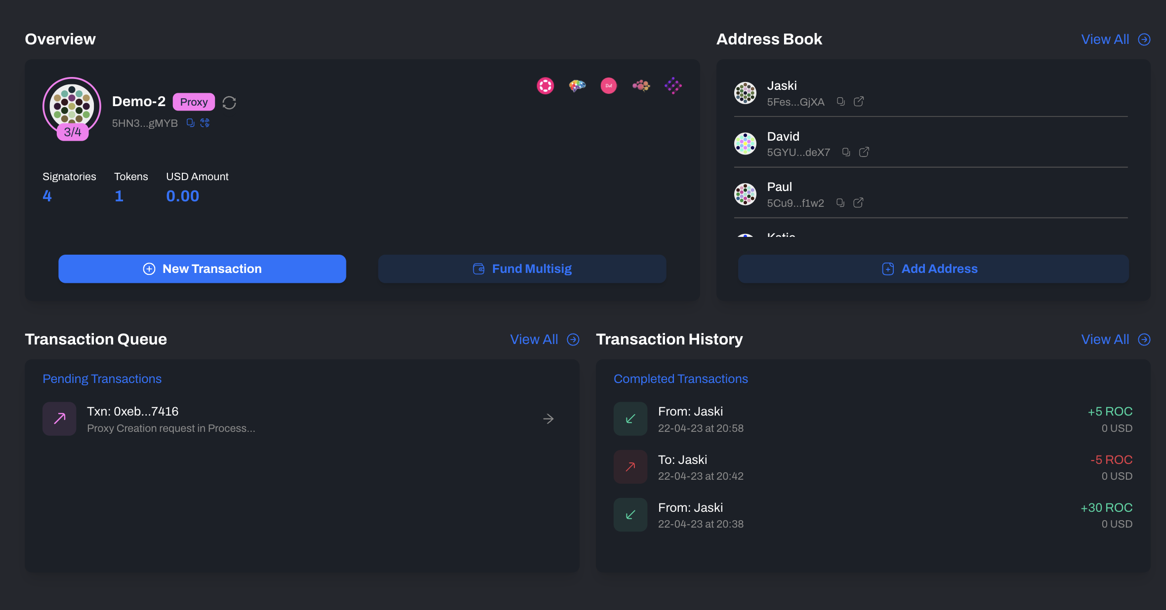 Gnosis Safe multisig wallet business dashboard