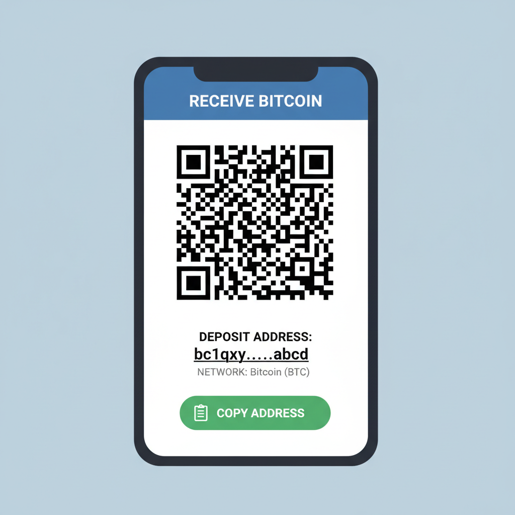 screen showing crypto deposit address QR code
