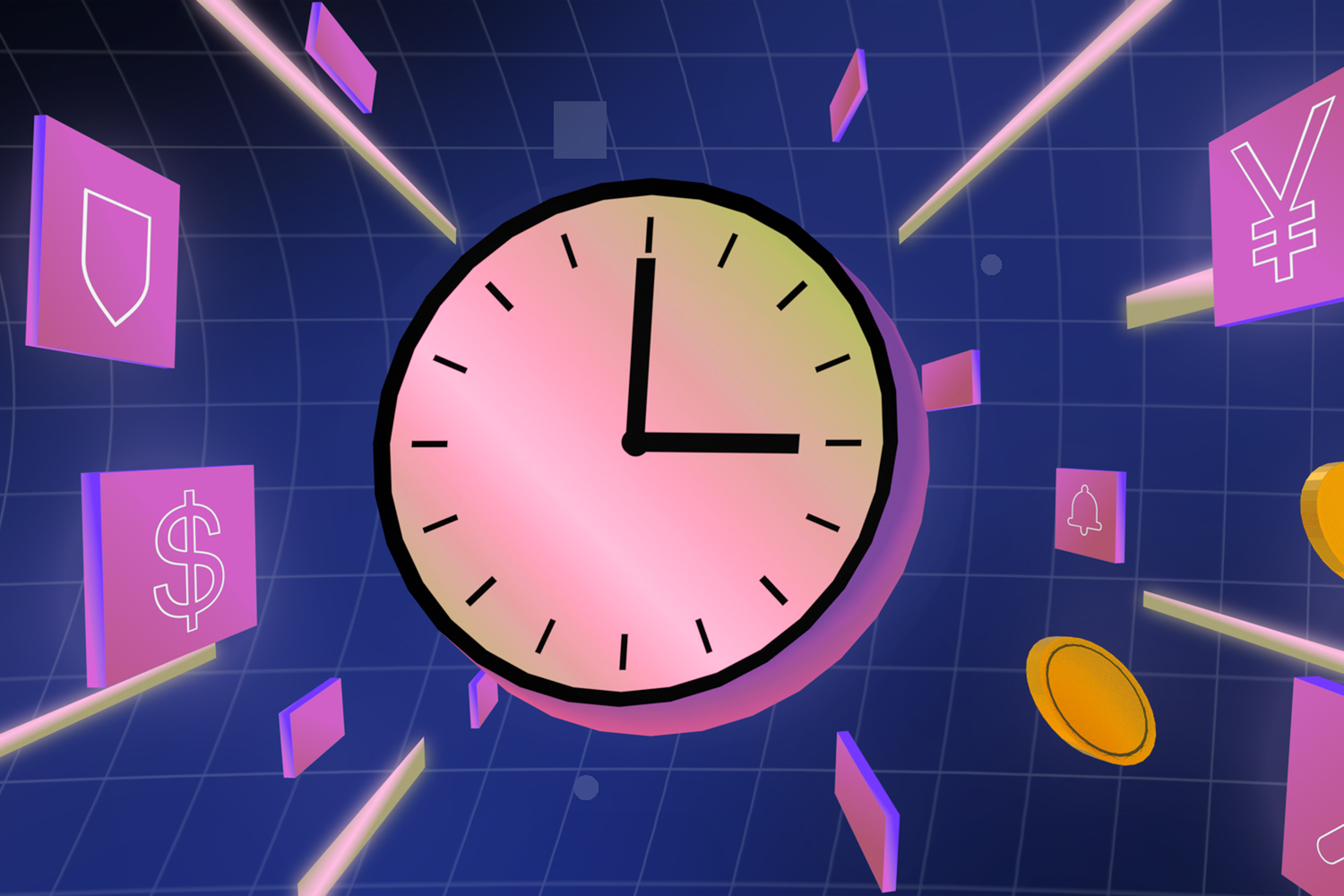 24/7 trading clock chart icon