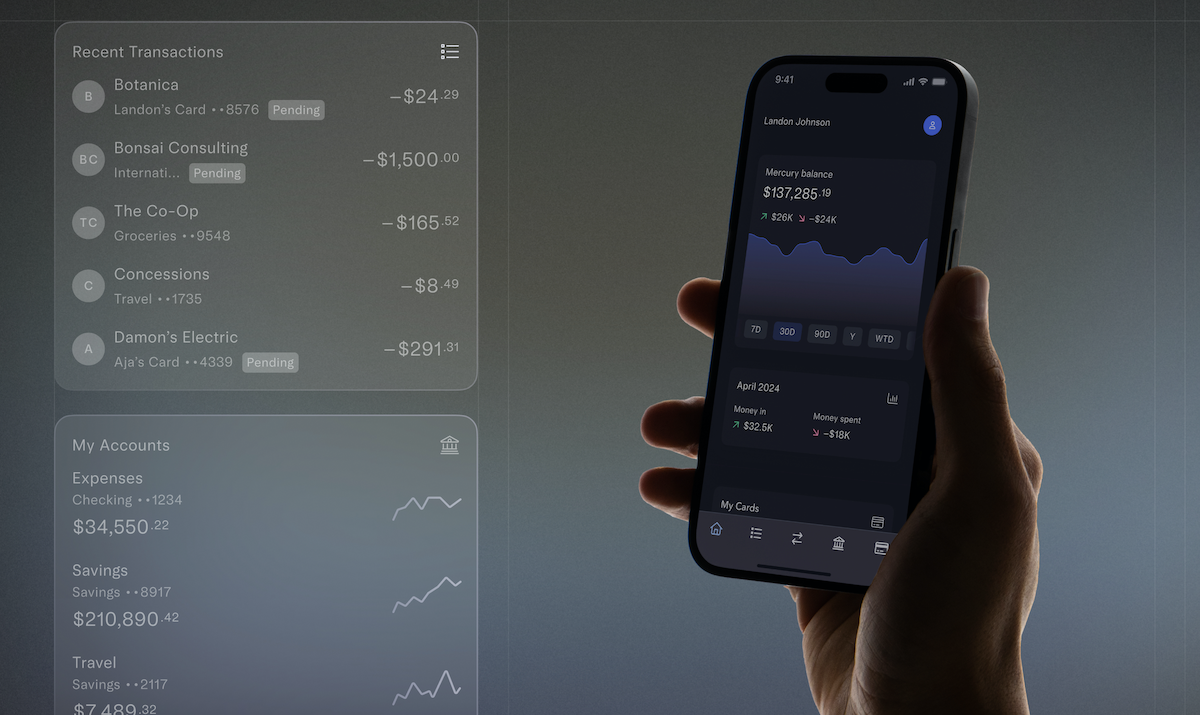 Mercury crypto bank API dashboard