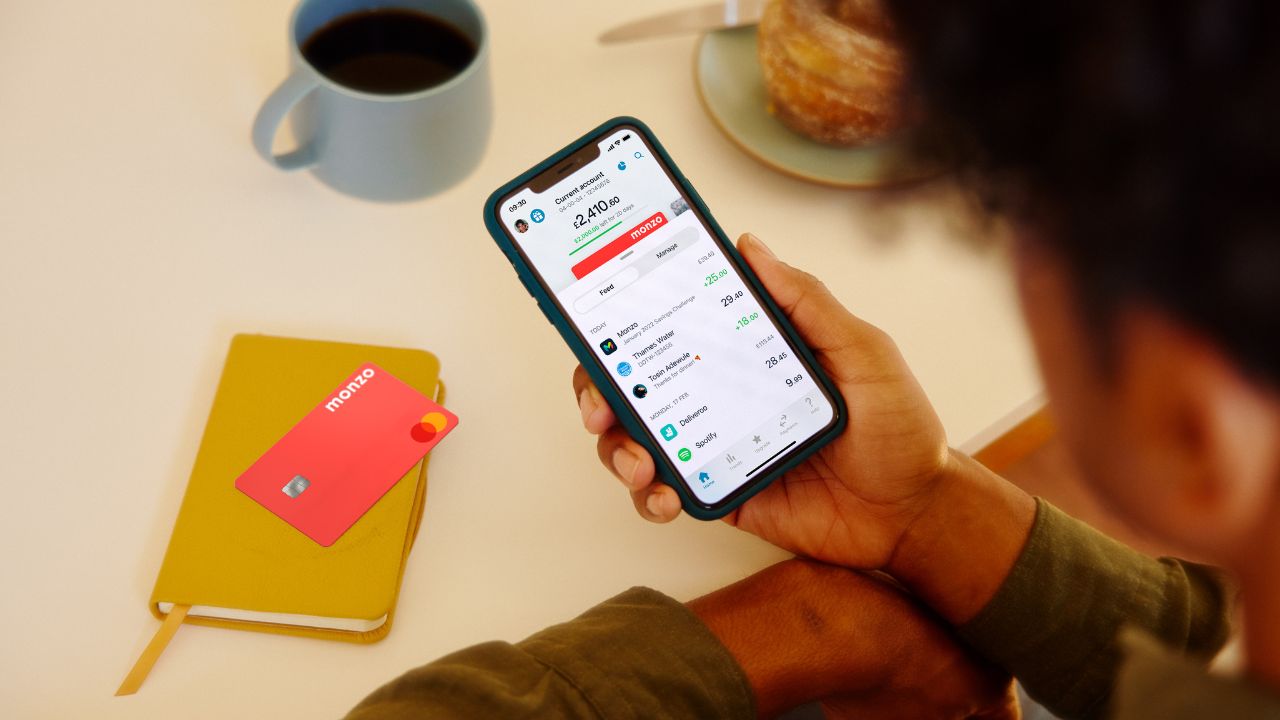 Monzo neobank mobile app card